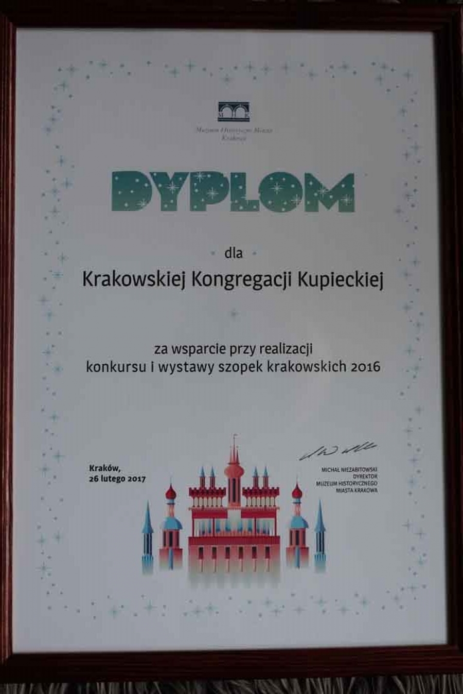 Dyplom od Muzeum Historycznego